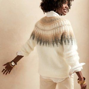 Banana Republic Oversized Fair Isle Sweater - Creamy Neutrals - Size L